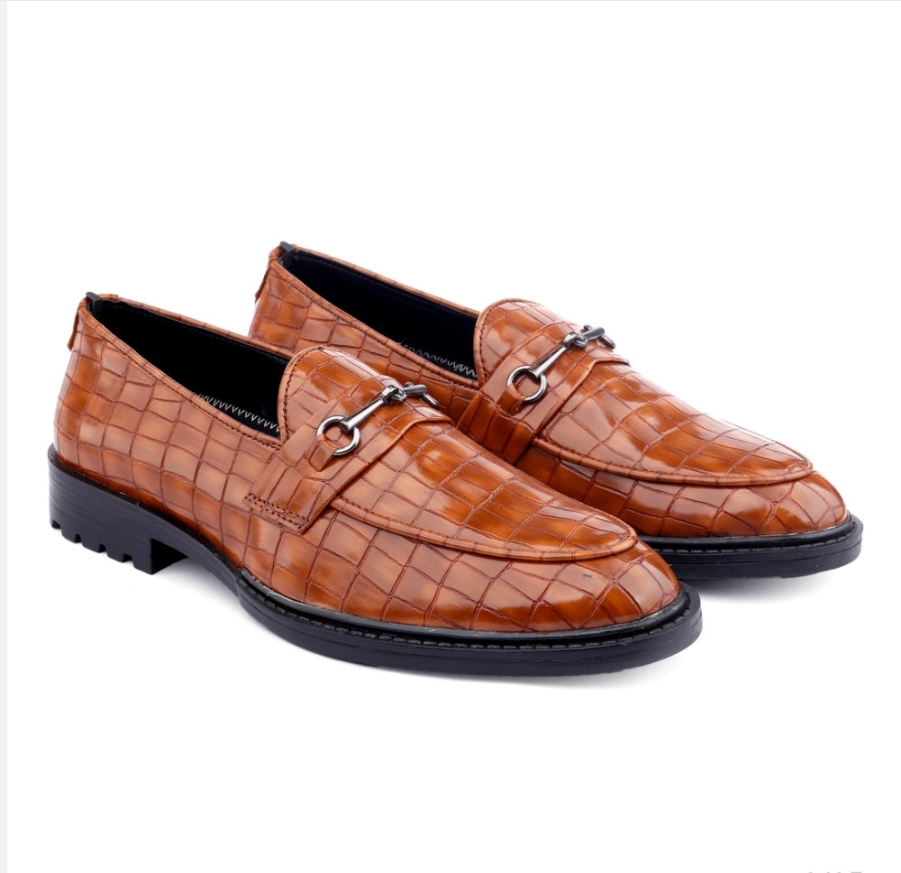 WUGATTI Special Check Designed Brown Leather Shoes