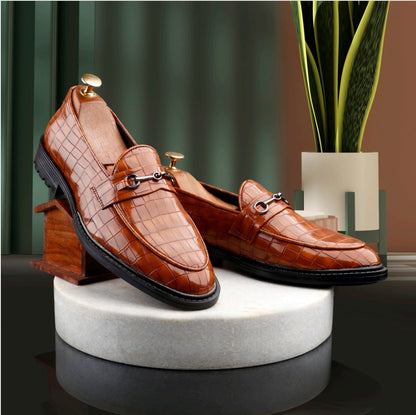 WUGATTI Special Check Designed Brown Leather Shoes