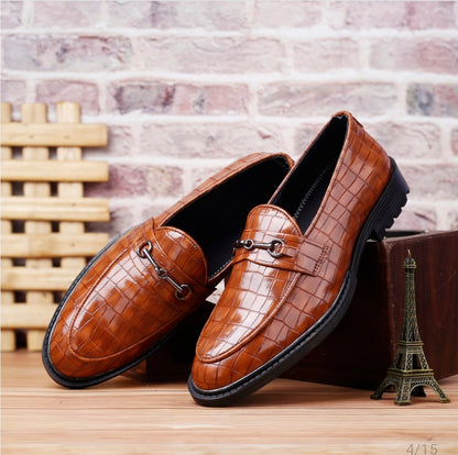 WUGATTI Special Check Designed Brown Leather Shoes