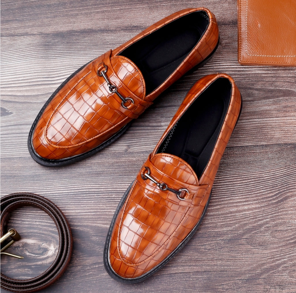 WUGATTI Special Check Designed Brown Leather Shoes