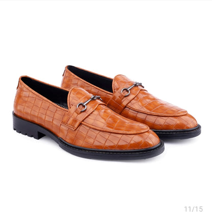 WUGATTI Special Check Designed Tan Leather Shoes