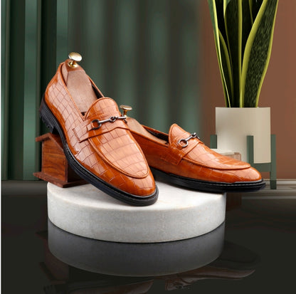 WUGATTI Special Check Designed Tan Leather Shoes