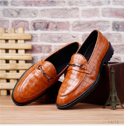 WUGATTI Special Check Designed Tan Leather Shoes