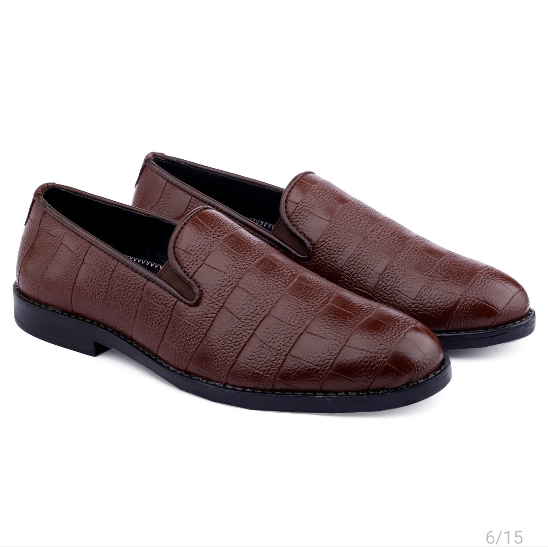 WUGATTI Unique Handcrafted Brown Leather Loafers