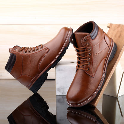 WUGATTI  Brogue Style Round Toe High Ankle Boot (Men)